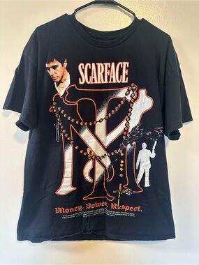 Scarface Movie Promo Short Sleeve T-Shirt Y2K Mens XL Tony Montana 100% Cotton